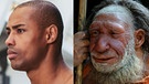 Gegenüberstellung eines modernen Afrikaners und die Vorstellung von einem Neandertaler.  | Bild: dpa/colourbox. Montage BR