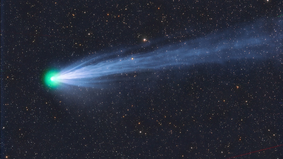 Der Komet 12P/Pons-Brooks am 2. März 2024, aufgenommen von Michael Jäger. Der Schweif war zu dem Zeitpunkt nach Schätzung des Fotografen etwa 5 Grad lang. | Bild: Michael Jäger