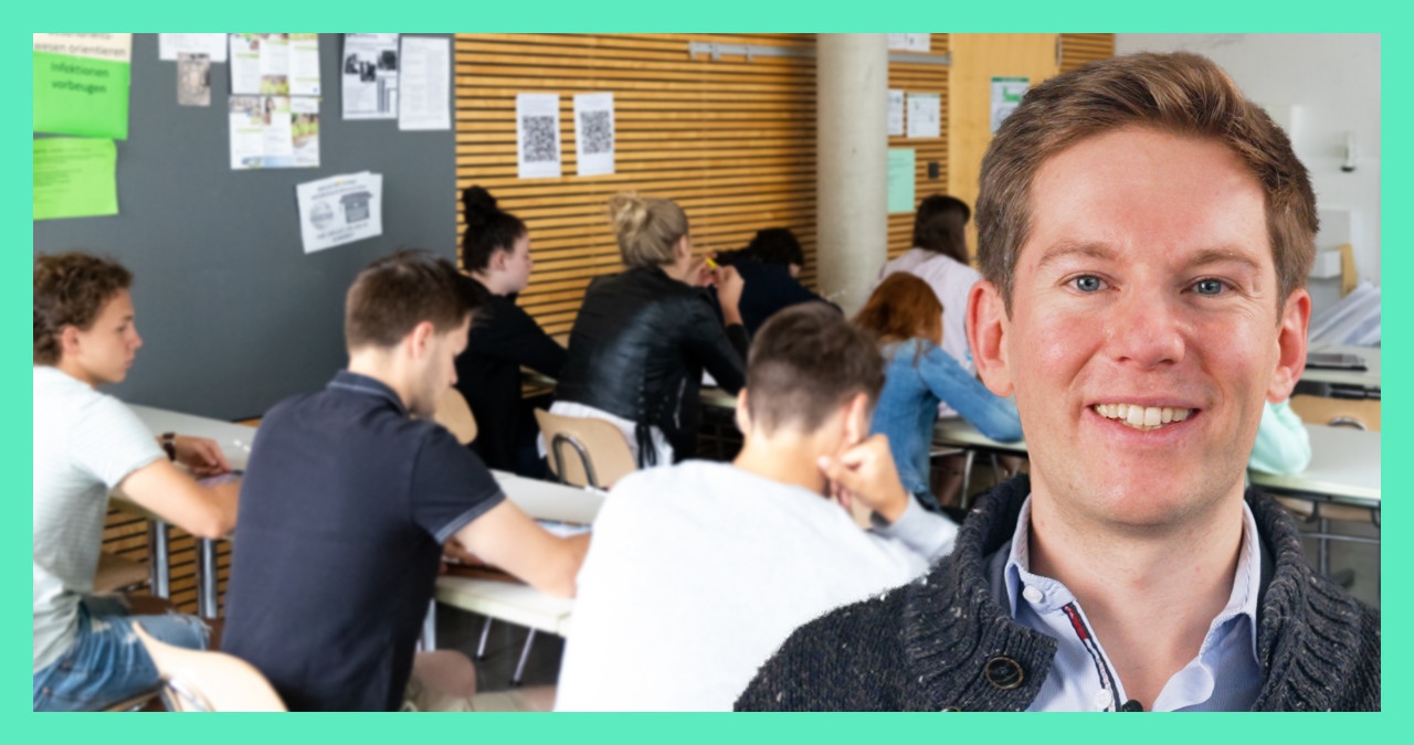 Patrick ist Lehrer für Mathe und Musik an der Elly-Heuss-Realschule in München. | Bild: BR/Basti Baumann, Sylvia Bentele