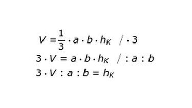 Volumenformel Rechteckspyramide nach Körperhöhe h umstellen | Bild: BR