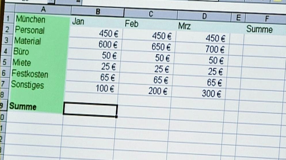 Tabellenkalkulation mit Excel | Bild: BR