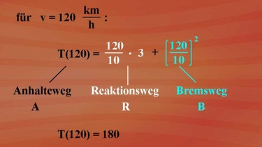 In diesem Beispiel erhalten wir einen Anhalteweg von 180 Metern. | Bild: BR