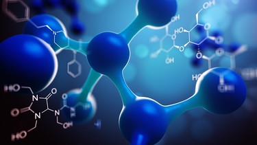 Wissenschaftlicher 3-D Hintergrund mit Atomen und Molekülen. | Bild: stock.adobe.com/artegorov3@gmail