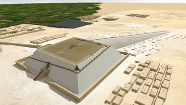 Bau derCheops-Pyramide in 3D. Im Alten Ägypten wurden Pyramiden als Grabstätten für Könige und Pharaonen errichtet. Wir zeigen euch die berühmtesten Königsgräber aus Stein und erklären, wie und von wem die Pyramiden wahrscheinlich gebaut wurden.  | Bild: picture-alliance/ dpa | DB Dassault Systemes