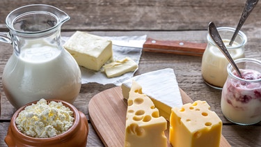 Verschiedene Milchprodukte: Käse, Joghurt, Quark und Milch - Ist Milch so gesund, wie wir als Kind gelernt haben? Warum werden immer mehr Menschen laktoseintolerant? Und was bringen vegetarische Milchalternativen aus Hafer, Soja oder Mandel? Sieben Fakten über Milch, die ihr bestimmt noch nicht kanntet. | Bild: colourbox.com