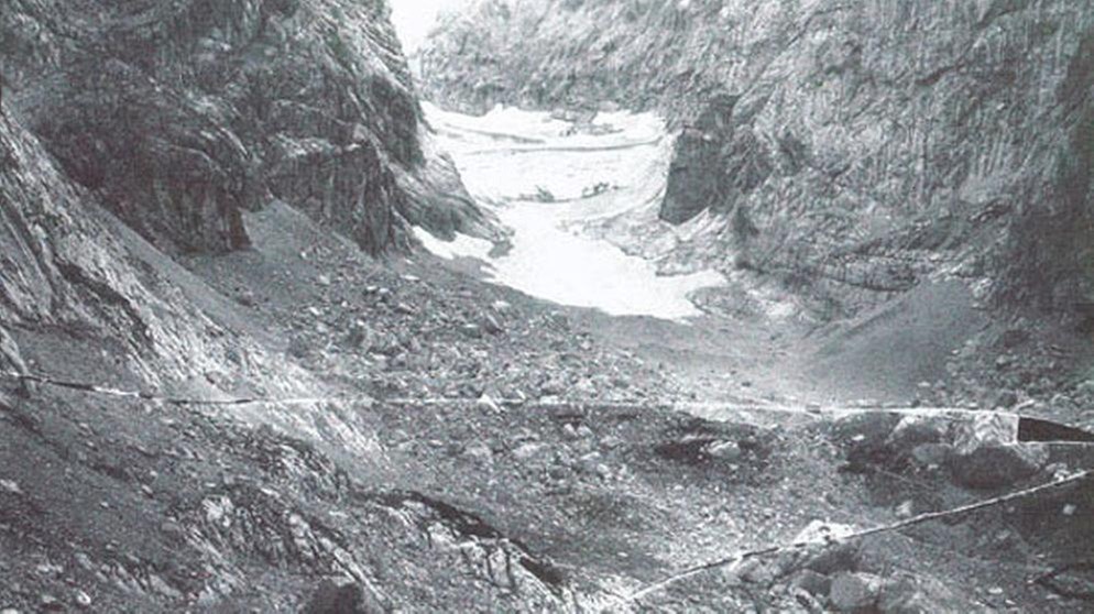 Blick auf den Blaueisgletscher am Hochkalter im Jahr 1949. | Bild: www.bayerische-gletscher.de