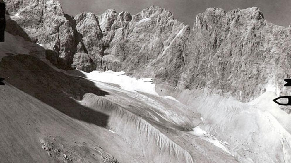 Blick auf den Gletscher Höllentalferner im Jahr 1970. | Bild: www.bayerische-gletscher.de