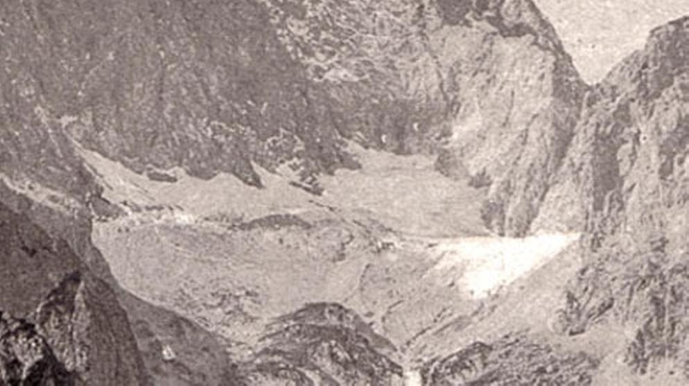 Blick auf den Gletscher Höllentalferner im Jahr 1880. | Bild: www.bayerische-gletscher.de