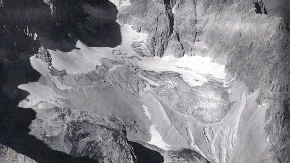 Blick auf den Gletscher Höllentalferner im Jahr 1919. | Bild: www.bayerische-gletscher.de