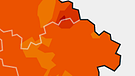 Grafik: Jahresdurchschnittstemperatur in Bayern im Jahr 2014 im Vergleich zum langjährigen Mittel von 1961-1990. 2014 war ein Rekordjahr: In Bayern lag die Temperatur im Jahresdurchschnitt etwa zwei Grad über dem Normalwert, in ganz Deutschland war 2014 das wärmste Jahr seit Beginn der Wetteraufzeichnungen. Und auch weltweit war 2014 das wärmste je gemessene Jahr. | Bild: BR, Quelle: DWD