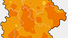 Grafik: Jahresdurchschnittstemperatur in Bayern im Jahr 2016 im Vergleich zum langjährigen Mittel von 1961-1990. 2015 war nach dem Rekordjahr 2014 das zweitwärmste je bei uns gemessene Jahr. Weltweit gesehen war das Jahr 2015 das wärmste überhaupt. | Bild: BR, Quelle: DWD