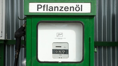 "Pflanzenöl" steht auf einer Zapfsäule in Neumarkt in der Oberpfalz | Bild: picture alliance / dpa