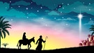 Maria und Joseph im Hintergrund des Sterns von Bethlehem (grafische Darstellung). | Bild: picture alliance / Zoonar | Oleg Lytvynenko