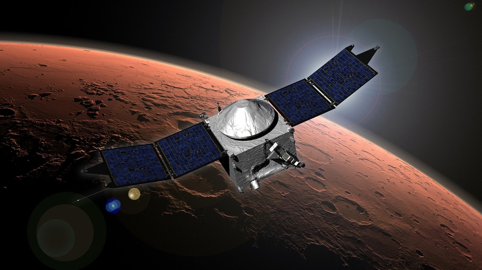 Grafische Darstellung der NASA-Mars-Mission Maven, 2014 | Bild: picture-alliance/dpa