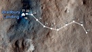 Satellitenbild der Strecke, die der Mars-Rover Curiosity bis zum 19. September 2012 zurückgelegt hat | Bild: NASA