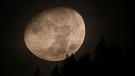 Der zunehmende Dreiviertelmond beim Untergang in der Nacht auf den 17. Oktober 2021, fotografiert von Dieter Kohlruss. | Bild: Dieter Kohlruss