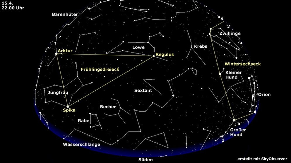 Das Frühlingsdreieck Am Sternenhimmel: Drei Markante Sterne In Der ...