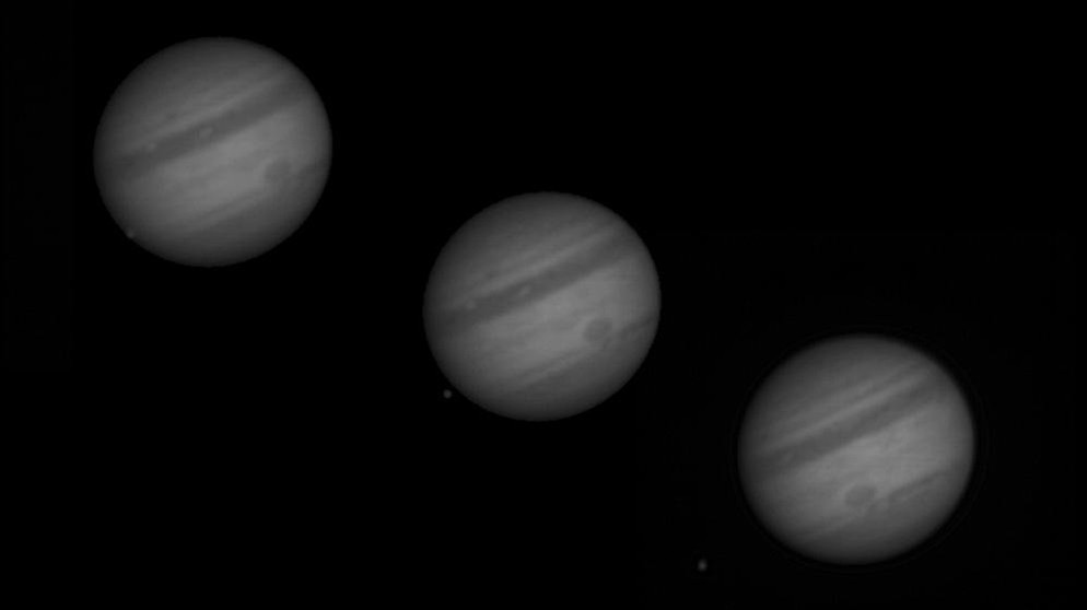 Jupiter und sein Mond Europa - Rotation über zwei Stunden am 7. August 2010 | Bild: Walter Gröning