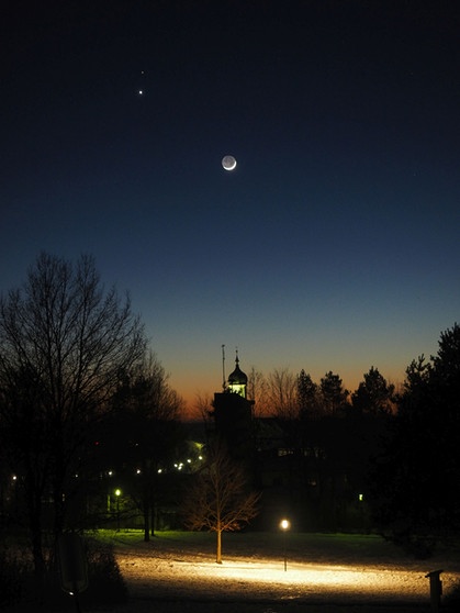 Mars, Venus und Mondsichel von Zorneding aus | Bild: Jens Schüler