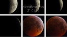 Ablauf der totalen Mondfinsternis am 21. Januar 2019 in ihren einzelnen Phasen von der Teilfinsternis bis zur Totalität von Silvia Kipp. | Bild: Silvia Kipp