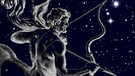 symbolische Darstellung der Sternbilder Schwan (Cygnus) und Schütze (Sagitarius) vor dem Sternenhimmel | Bild: BR, colourbox.com, NASA/U.S. Naval Observatory's Library