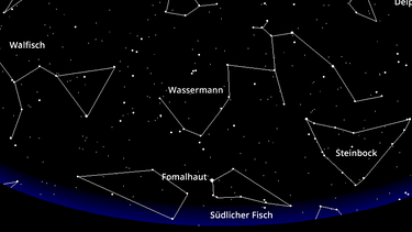 Sternkarte für die Sternbilder Pegasus, Fische, Walfisch, Wassermann und Südlicher Fisch im November | Bild: BR, Skyobserver