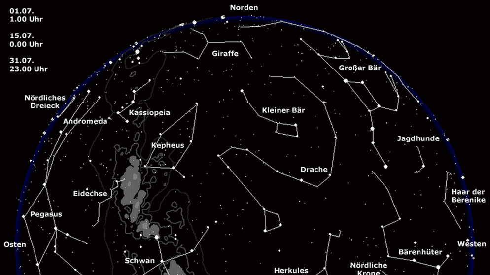 Der Sternenhimmel: Sternkarte Für Juli | Sternenhimmel | Weltall ...