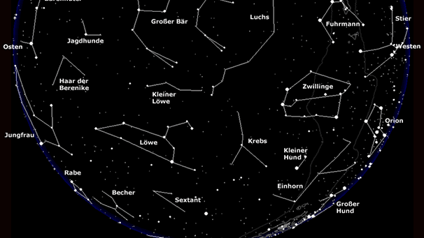 Sternkarte für den Märzhimmmel | Bild: BR, erstellt mit Skyobserver