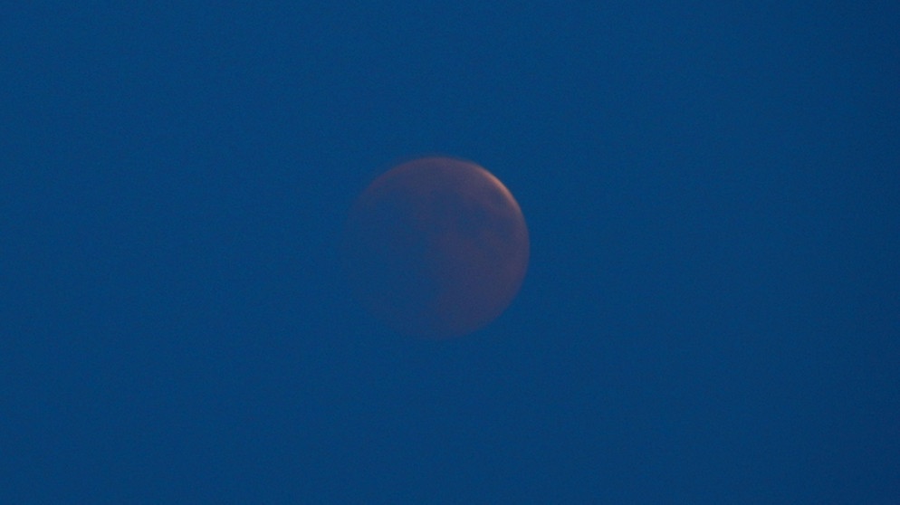 Beginn der Mofi über München. Totale Mondfinsternis am 27. Juli 2018. | Bild: Enrico Baumann